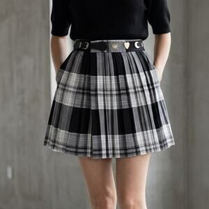 Charles Jeffrey Loverboy Tartan-print Pleated Cotton-Twill Mini Skirt, size XL
